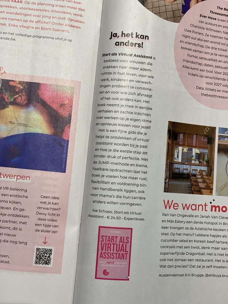 Flair België boek Start als Virtual Assistant door Ilse Schops